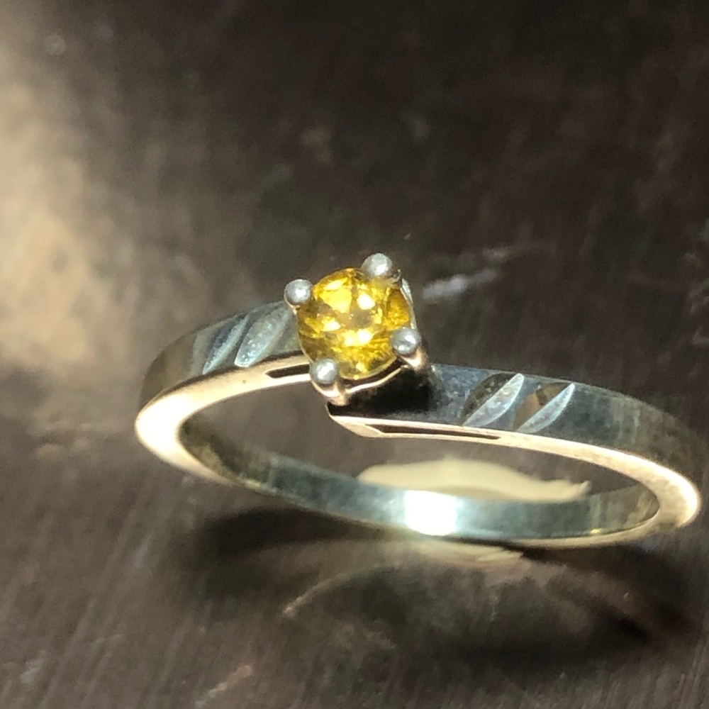 Citrine Cubic Zirconia Ring Sterling Silver 925 Size 9.5